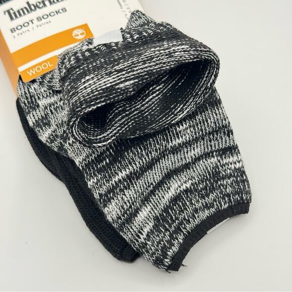 Timberland Boot Socks Heathered Black Grey Wool Blend 2 Pairs Women’s One Size - Picture 5 of 5